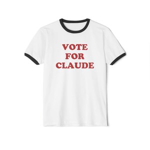 Vote for Claude Unisex Ringer T-Shirt | AI Developer Tee | Retro Tech Gift