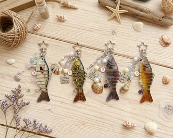Fishing Lure Keychains, Fish Bait Keyring, Beaded Fish Keychain, Koi Fish Keychain, Custom Fishing Keychain, Keychain Fish