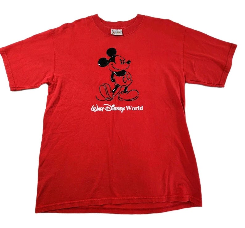 Vtg 90s Mickey Mouse T-Shirt Walt Disney World Shirt 3D Graphic Puff Paint Sz M image 2
