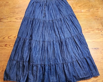 VTG Tiered Maxi Skirt Western Country Cowgirl Festival Boho Cottagecore Modest M