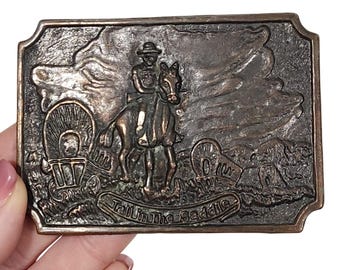 Vtg Belt Buckle Tall In The Saddle Cowboy Horse Western Rodeo Equestrian Trucker