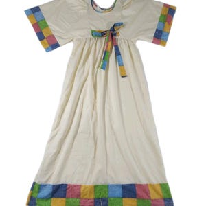 VTG 70s Patchwork Maxi Dress Cottage Boho Prairie Hippie Festival Bell Sleeve M