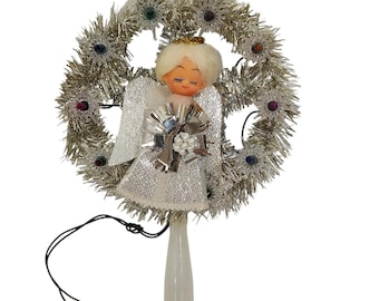 VTG Silver Angel Cottage kerstboomtopper klatergoudslingerverlichting LEZEN