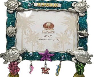 KC Hawaii Tropical Under the Sea Picture Frame 4 X 6 3D Souvenir Travel Turtle
