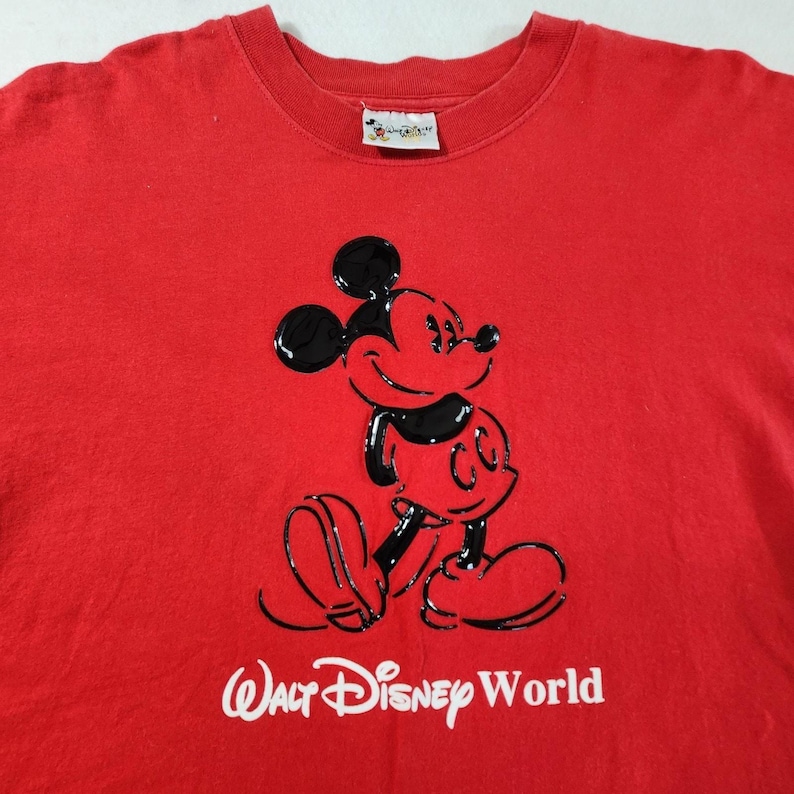 Vtg 90s Mickey Mouse T-Shirt Walt Disney World Shirt 3D Graphic Puff Paint Sz M image 1