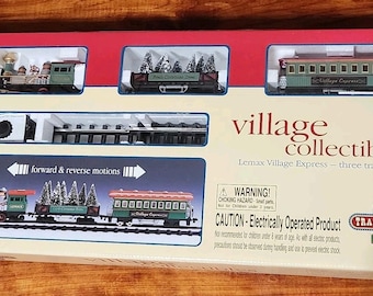 Tren Lemax Christmas Village Express, set de iniciación con 3 vagones, luces y sonidos, nuevo.