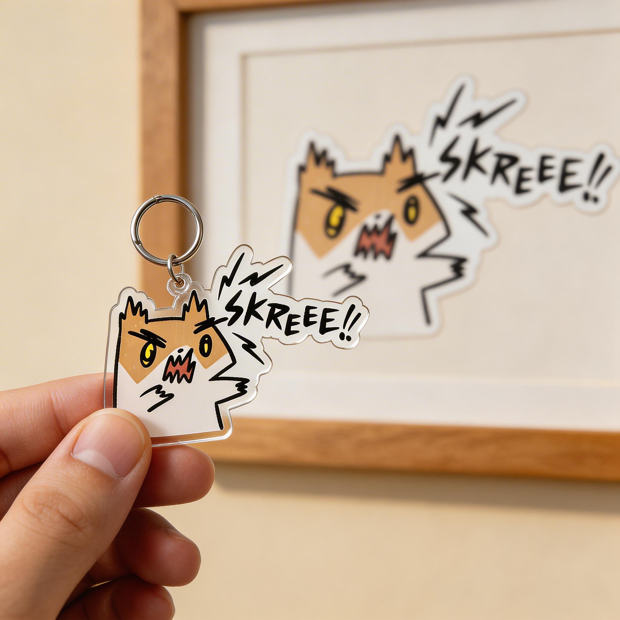 Angry Cat Keychain Pet Lover Kawaii Cartoon Birthday Gift Photo ...