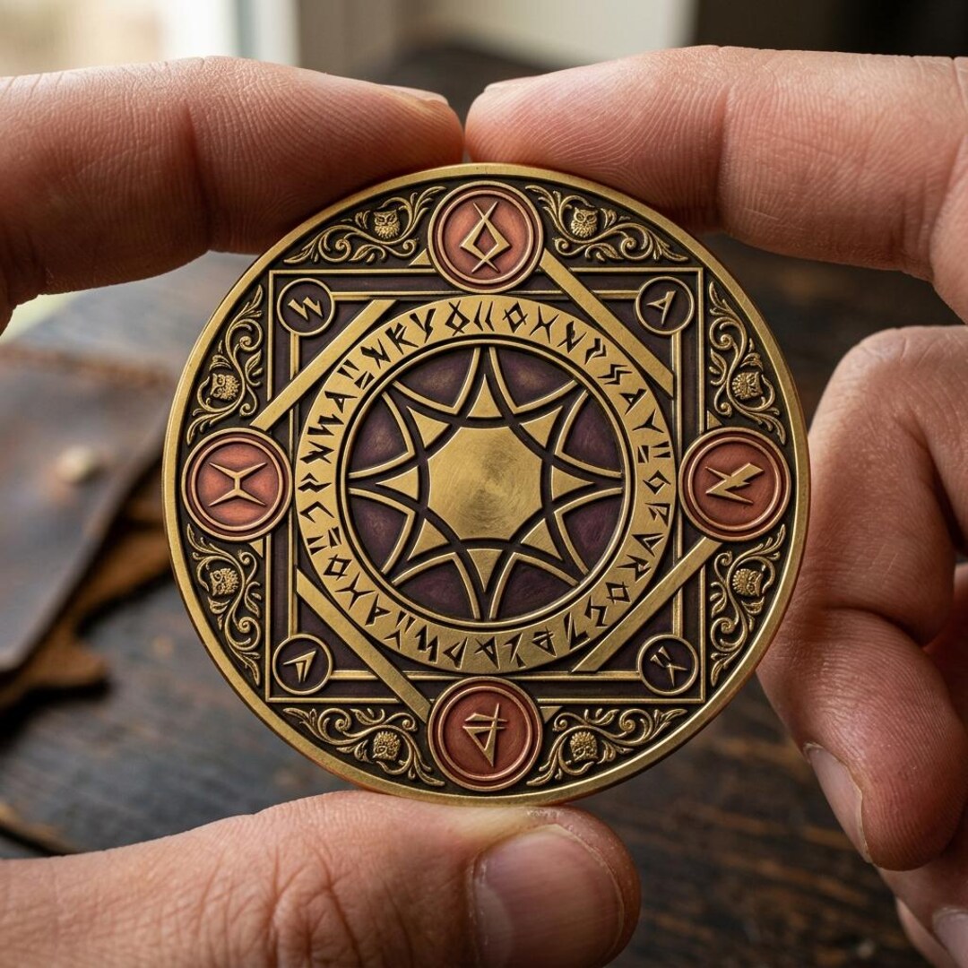 Occult Coin Magic Sigil Coin Witchcraft Occult EDC Worry Stone Personalized Pagan ...
