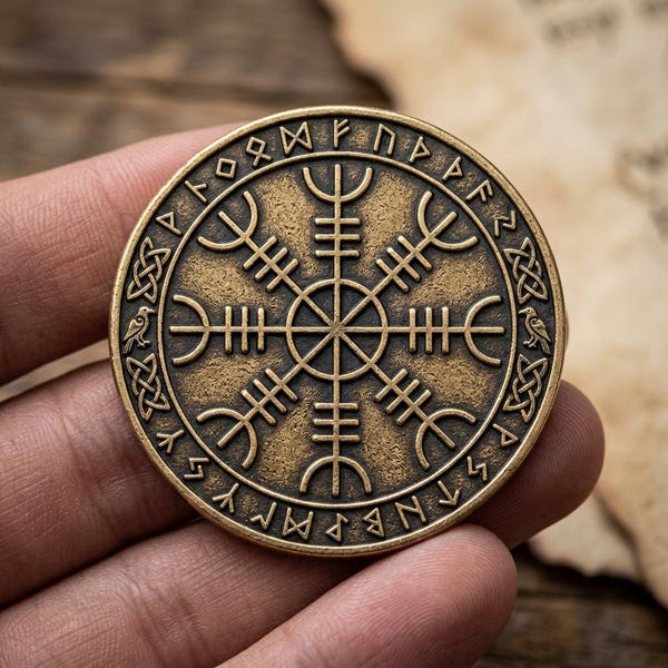 Protection Symbol Coin Viking Norse Pocket Talisman Personalized PrintedMeaningful Protection Gift Birthday & Anniversary
