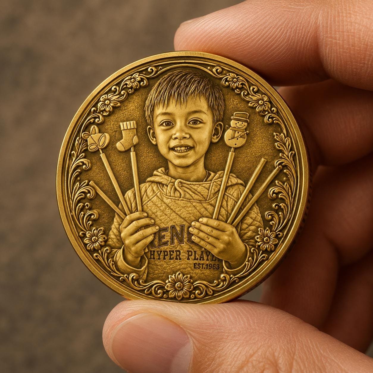 Custom Portrait Coin Personalized Brass Challenge Coin Child Photo ...