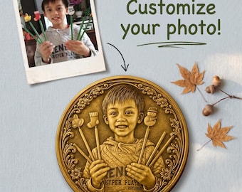 Custom Portrait Coin Personalized Brass Challenge Coin Child Photo Token Unique Mother Gift Birthday Gift