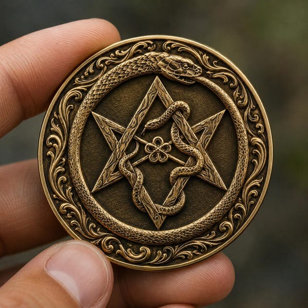 Unicursal Hexagram Coin Protection Symbol Keepsake Personalized Printed Gift Spiritual Ritual