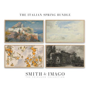 Vintage Italian Spring Samsung Frame TV Art Bundle Coastal Architecture Citrus Print European Ruins Sketch Cloudscape Travel Gallery