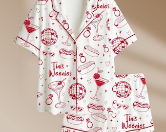 Martini & Hot Dog Pyjama Set - Lustige Brautparty Nachtwäsche