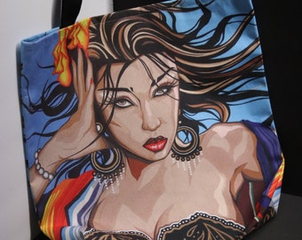 custom tote bag,shoulder bag,fernando perez art,latin female