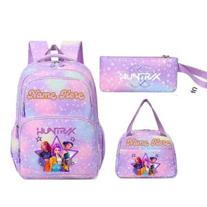 Plecak K-pop Demon Hunter, torba szkolna Rumi, prezent urodzinowy Huntrix z imieniem spersonalizowanym