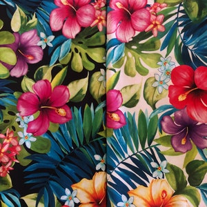 Tropical Bliss (Black/White) | Lost in Paradise | Michael Miller Fabrics | 100% Cotton