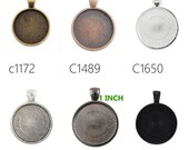 20PCS 25MM(1 inch ) Pendant trays, Round Zinc Alloy Cameo Cabochon Base Setting Pendants,fit 25mm cabochons C1650