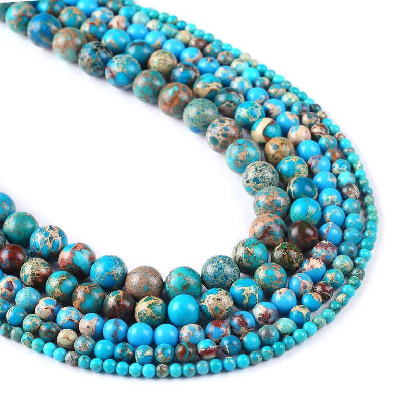 4mm/6mm/8mm/10mm/12mm Turquoise Sea Sediment Jasper Beads 15 Inches 102998 image 1