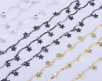 7*7mm Star Drop Chain Simple Copper Chain Jewelry Craft Gold/Silver/Gun Metal Black By THE YARD 102363