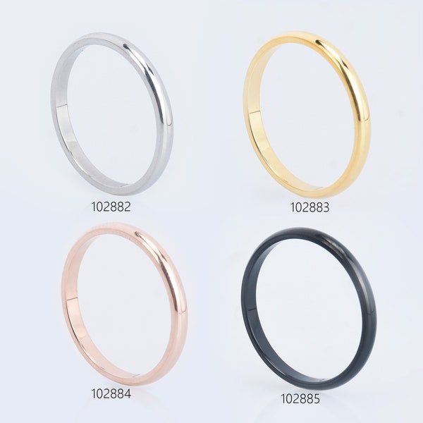 Smooth Titanium steel Ring 2mm width Ring Blank Stainless Steel Simple Couples Rings pick the color size Jewelry accessories 1pcs 10288