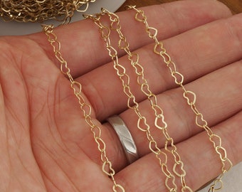 14k Gold Filled Heart Chain - Unfinished for Custom Bracelet & Necklace Creation - Ideal Jewelry Making Supply 6 feet 10404550