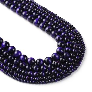 15&quot; Full Strand Color Dyed Purple Tiger Eye Stone 4/6/8/10/12mm Round Beads DIY Gemstone Jewelry Wholesale 103079
