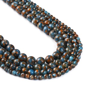 15&quot; Full Strand Light Blue Gold Clinquant Beads Round Cloisonne Beads DIY Gemstone Jewelry Wholesale 103025