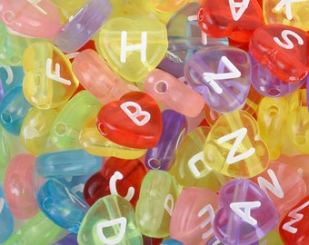 12 * 4.5mm Forma de corazón Alfabeto acrílico Cuentas ABC Cuentas Nombre Cuentas 2 mm Agujero 100 piezas / bolsa Mixta 10314250