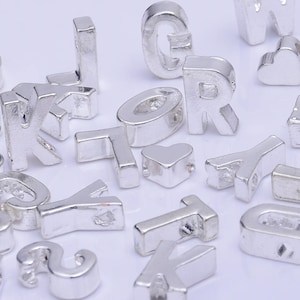 Silver Alloy Letter Pendant Charm Small Block Uppercase Alphabet Bead Customizable necklace bracelet 10pcs 101980