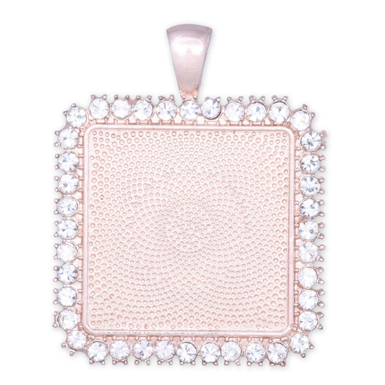 25mm 1 inch 1\u2033 Square Rhinestones Claw Pendant Cabochon Setting Single Row Rhinestone Bezel Pendant Blanks 10pcs 100883