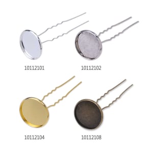 U shape Hairpin Bobby Pins Barrette Diy Hair Accessories with 16mm Bezel 10 pcs 101121