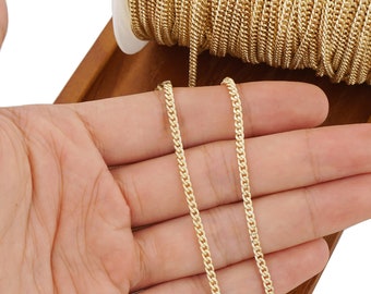 6 feet 2.7*3.5mm 14K Gold Filled Curb Chain, Hip Hop Style Chain , DIY Necklace Chain, Jewelry Making Supplies 10414450