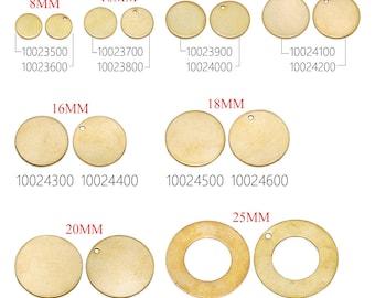 50PCS 18 guage Raw Brass Metal Stamping Blanks Charms Initial Tag Small ROUND DISC TAGS