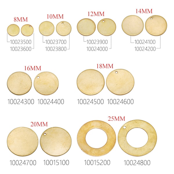 50PCS 18 guage Raw Brass Metal Stamping Blanks Charms Initial Tag Small ROUND DISC TAGS