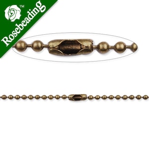20PCS 2.4mm diameter Ball Chain Connector, 60cm/24inch long Antique Bronze Copper Ball Chain Necklaces,receive as a finished chain-D1321