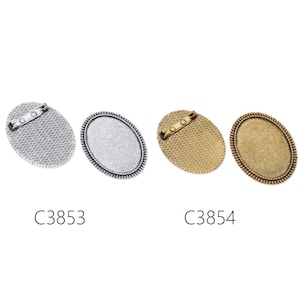 10PCS 30x40mm Oval Brooch Back Base Safety Pin with Oval Flat Bezel, fit 30x40mm oval cabochons