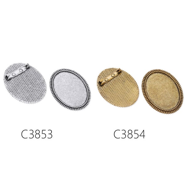 10PCS 30x40mm Oval Brooch Back Base Safety Pin with Oval Flat Bezel, fit 30x40mm oval cabochons