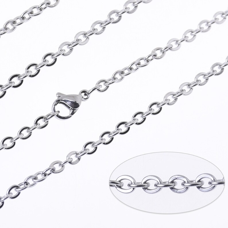 20 Strands 304 Stainless Steel Cross Chain Necklaces – Oval Link, 17.7 X 1.5mm, Bulk