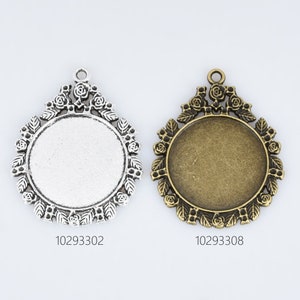 25mm Alloy Round Cabochon Setting Blank Pendant Trays Retro style Cabochon Bezel Pendant Blanks Jewelry Findings 10pcs 102933