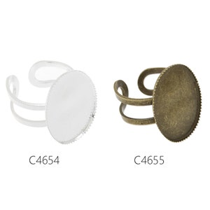 20PCS Adjustable Ring Base Setting Pendants With 18x25mm oval bezel, fit 18x25mm oval cabochons