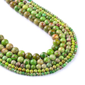 Lime Sea Sediment Jasper Beads Regalite Round Imperial Gemtone 15 Inches Full Strand 103008