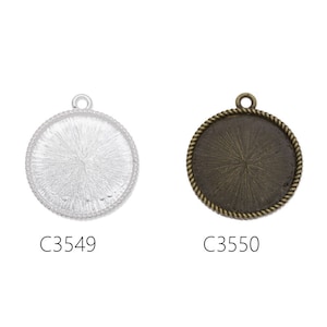 20PCS 25mm 1 inch Round Zinc Alloy Cameo Cabochon Base Setting Pendants, fit 25mm cabochons