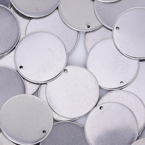 20 Silver Tone Stainless Steel Round Blank Stamping Tags Charms Diy Jewelry Findings