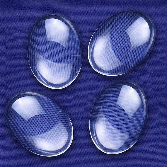 20Pcs Clear Glass Teardrop Flat Back Cabochon Pendants Magnify Base Cover 3 Size