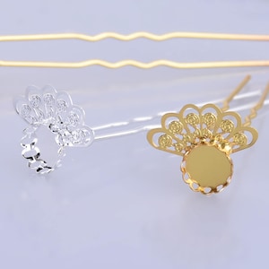 75mm U Shape Bridal bridesmaid hair pin with 10mm bezel hair clips accessories Bobby Pins 10pcs 102207