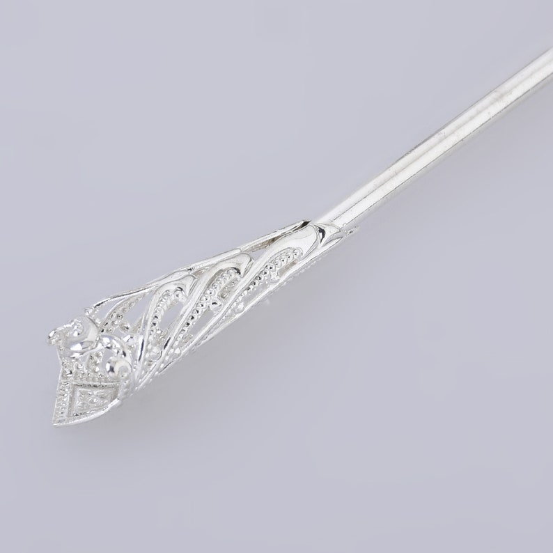 160*8*3mm Alloy Hairpin Hair Stick Pin Hair Clip brass Flower Hair Findings Hair Accessories 5pcs 102663