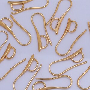 24K Gold Plated Earring Hooks brass Ear Wires Earrings Findings Jewellery supplies 9*20mm 6pcs 10201605