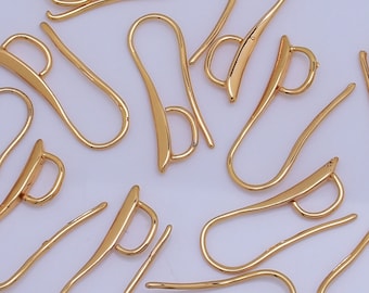 24K oro chapado pendienteganchos latón oído alambres pendientes hallazgos suministros de joyería 9 * 20mm 6pcs 10201605