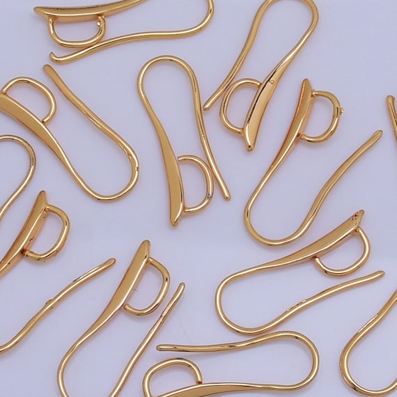 24K Gold Plated Earring Hooks Brass Ear Wires Earrings Findings
